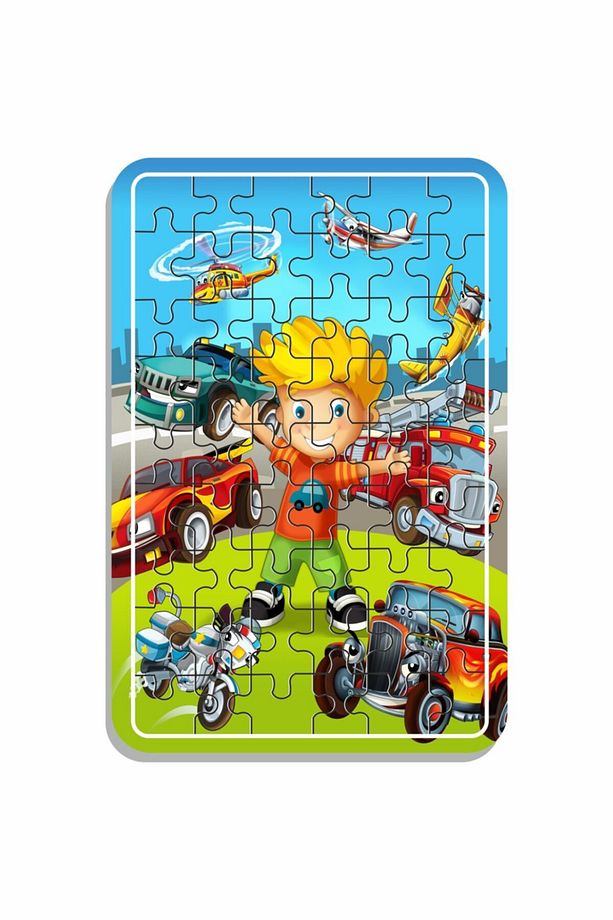 Sevimli Arabalar, Iş Makinaları, Lunapark Oyun, At Arabası 54 Parça 4'lü Ahşap Puzzle Set - 2