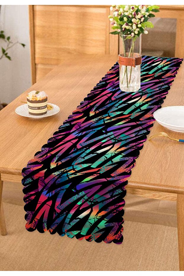 Neon Zigzag Pattern Decorative Runner on Black Background - 1