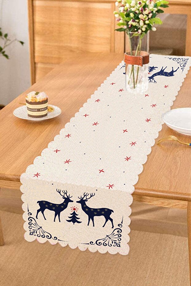 عداء ديكور مطبوع رقمي بتصميم غزال عيد الميلاد من Mery