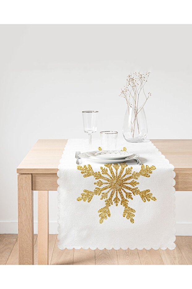 عداء حديث ثلاثي الأبعاد بنمط ندفة الثلج ذو مظهر ذهبي - 2