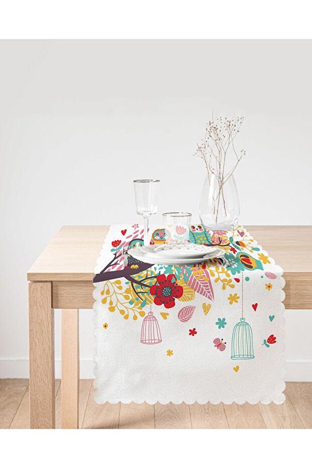 Owl Patterned Digital Printed Decorative Runner - 2