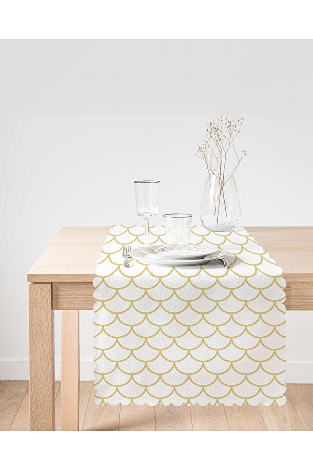 Mustard Colored Geometric Patterned Digital Printed Runner - 2