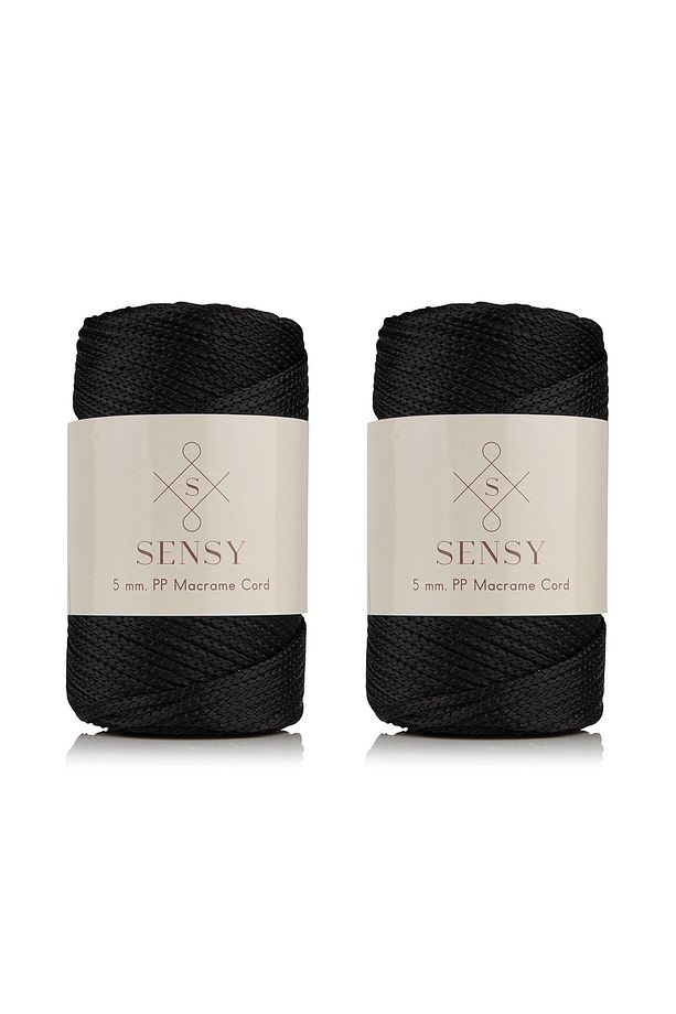 Premium Polyester Makrome Ipi 5 Mm Pp Cord 2'li Set Siyah, Jumbo Ip, Makrame, Supla, Çanta Ipi - 1