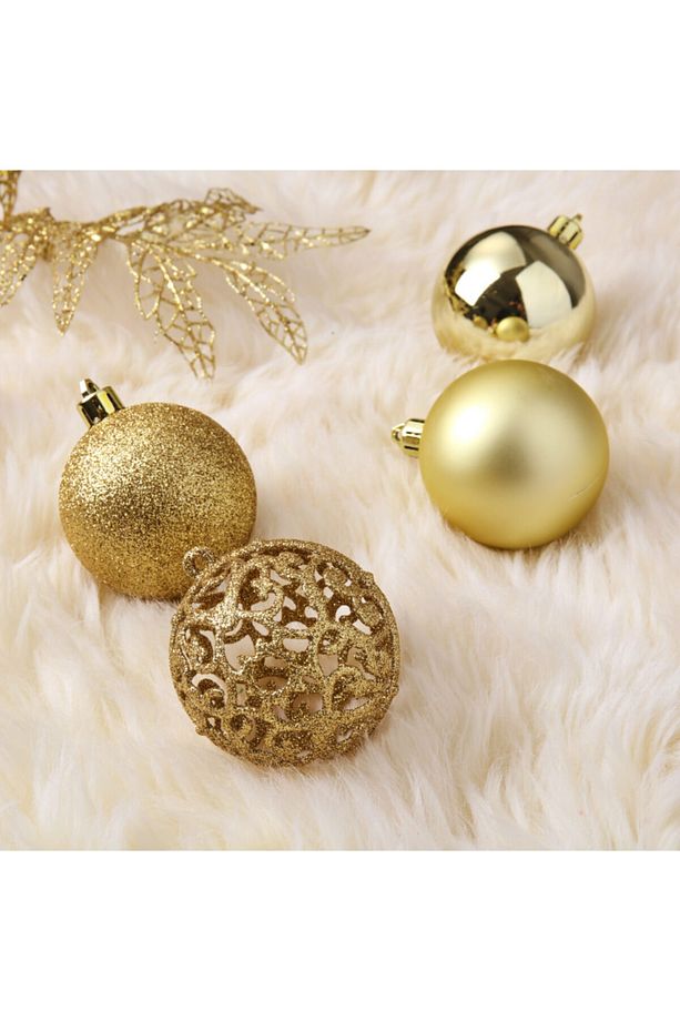 Shine 30 Parça Yılbaşı Ağaç Süsü Seti Gold - 3