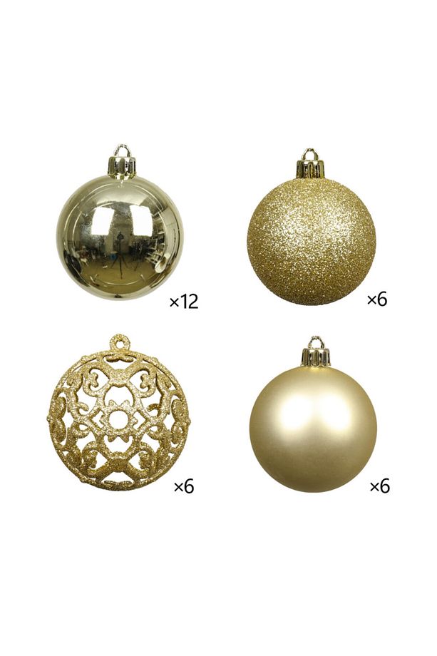 Shine 30 Parça Yılbaşı Ağaç Süsü Seti Gold - 4