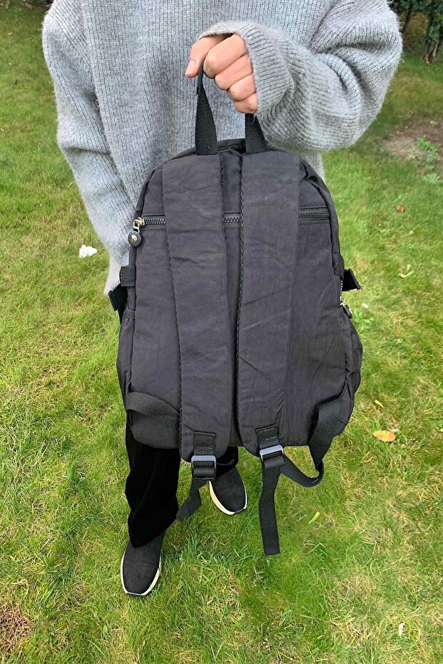 Water Resistant Large Size Black Backpack - 3