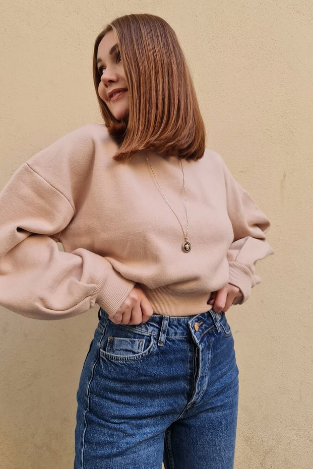 Half Fisherman Skirt Sleeve Pleated Sweater