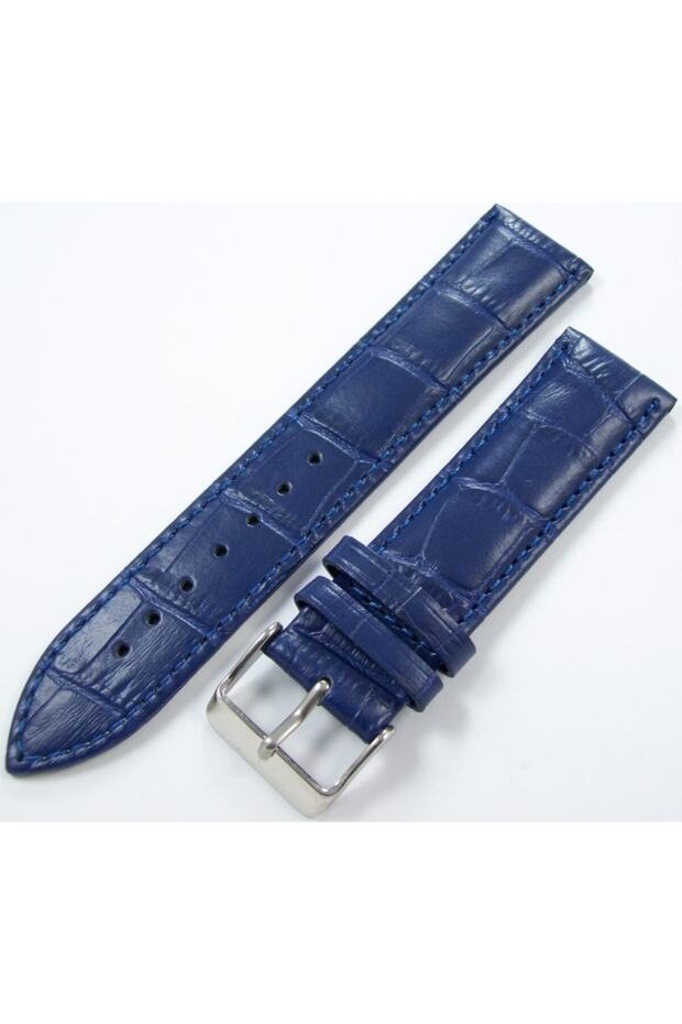 Indigo Leather Watch Band 24 mm Watch Strap Stitched Parliament Blue