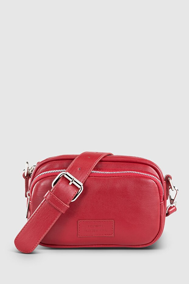 Women's Red Multi-Pocket Adjustable Crossbody Bag 211
