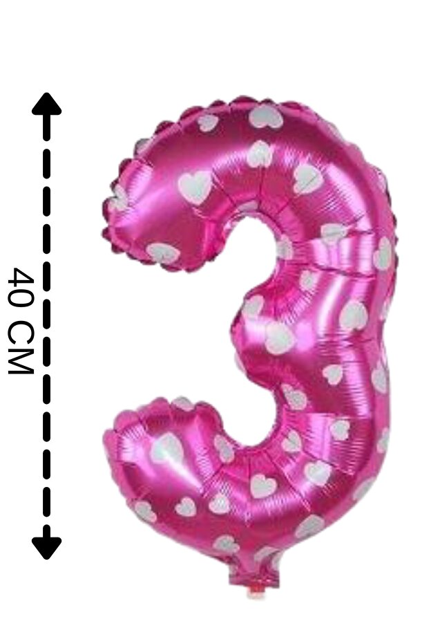Foil Balloon Number 3 Helium Balloon 40 Cm Pink Color