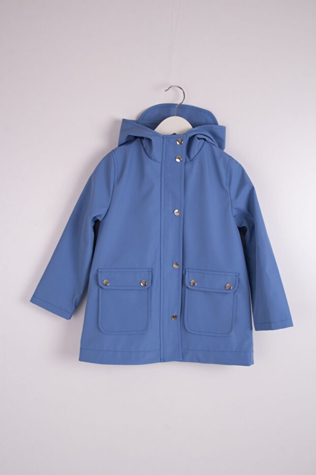 Sea Blue Flat Pocket Children's Raincoat