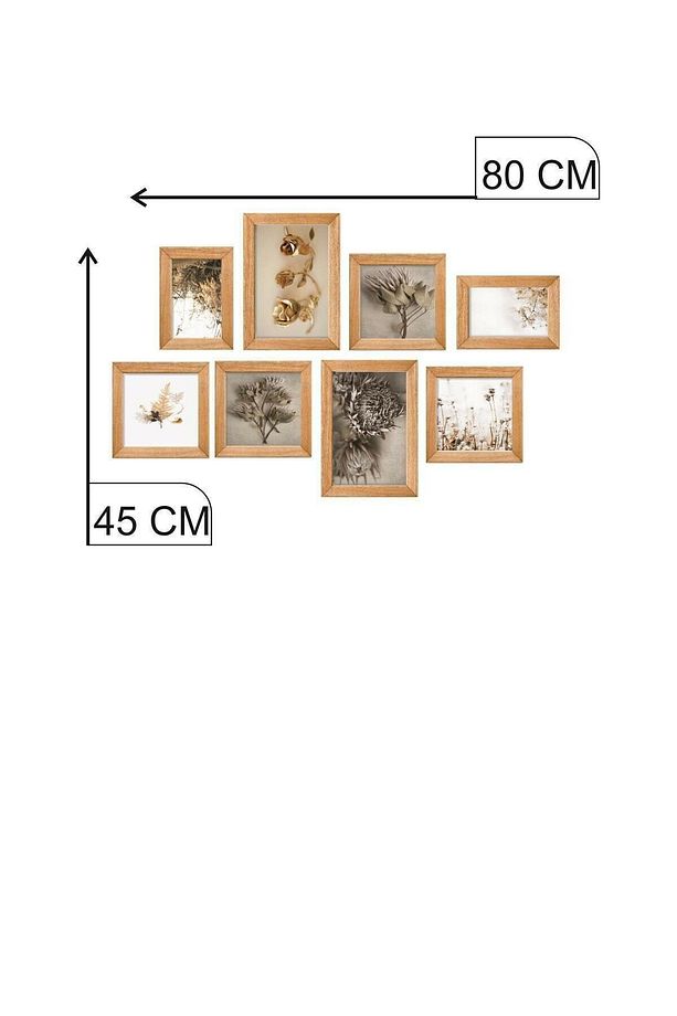 8 Parça Ahşap Tablo Seti - Yeşil Yapraklar Salon Otuma Yatak Odası Için Mdf Duvar Dekoru 80x45 Cm - 2