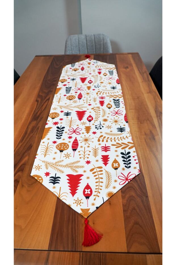 عيد الميلاد منقوشة خلفية بيضاء شرابة عداء - 2