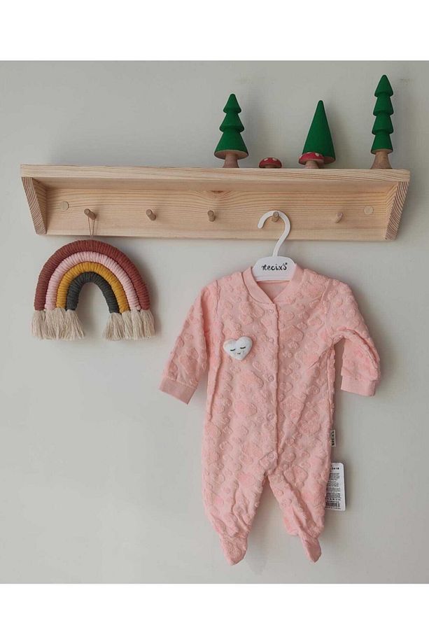 Kalp Desenli Soft Kız Bebek Tulum - 1