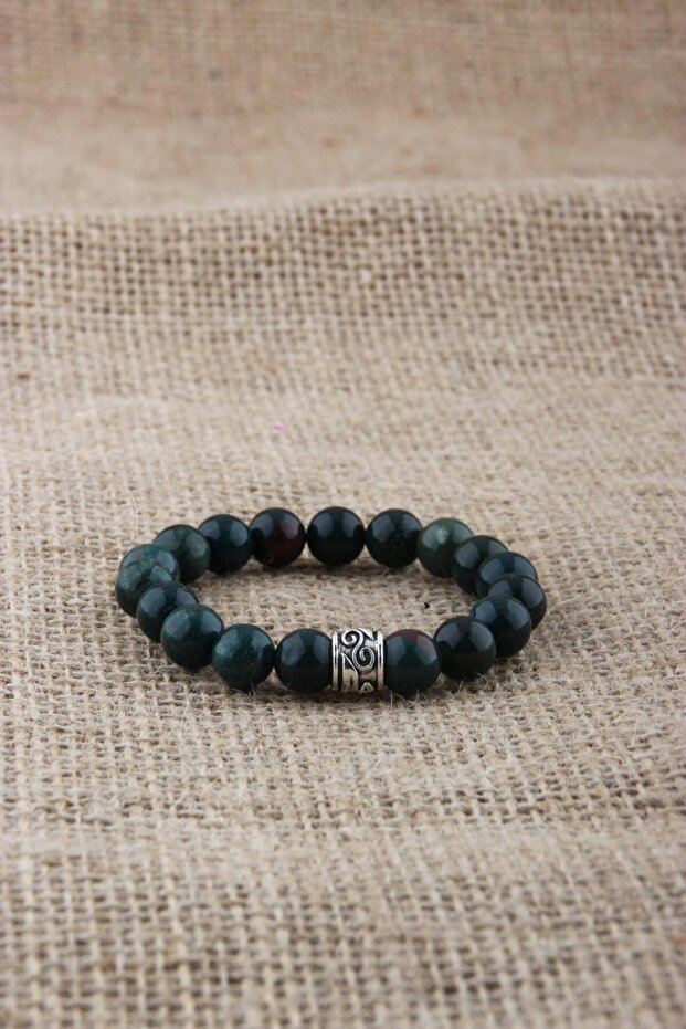 8 mm Natural Stone Bracelet - Certified Blood Stone