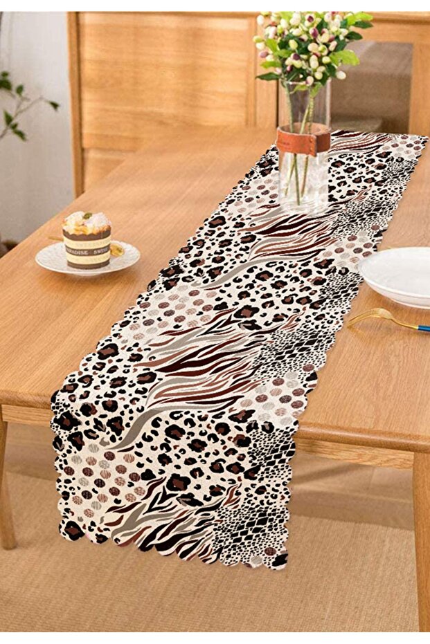 Leopard Printed Ikat Patterned Modern Runner - 1