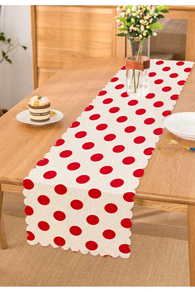 Red Polka Dot Digital Printed Decorative Runner