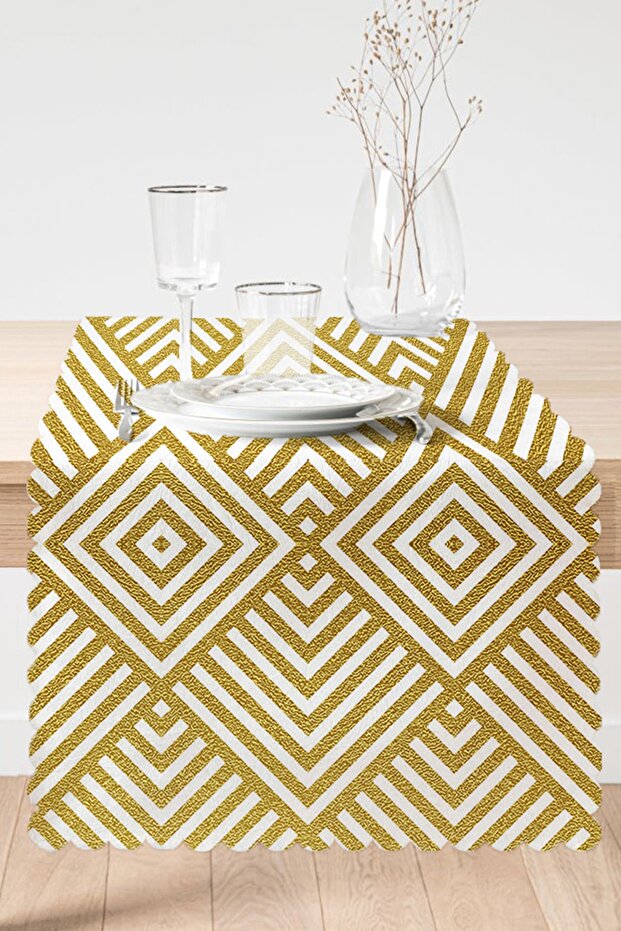 Special Design Runner with Geometric Gold Embossed Pattern - 2