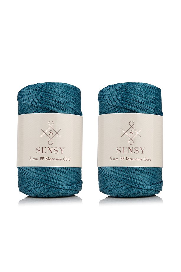Premium Polyester Makrome Ipi 5 Mm Pp Cord 2li Set Petrol Mavisi Ip, Makrame, Supla, Çanta Ipi - 1