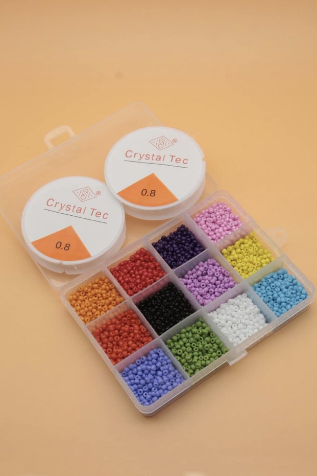 DIY Jewelry Making Material 12 Types Colorful Sand Bead Set