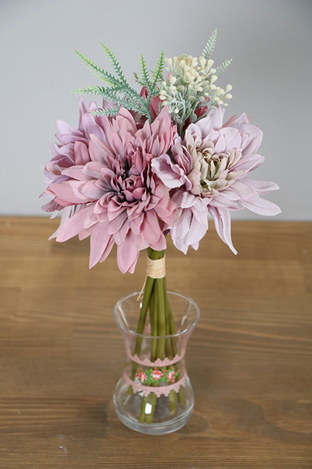 Artificial Lux Mini Chrysanthemum Bunch 25 Cm Lilac-pink