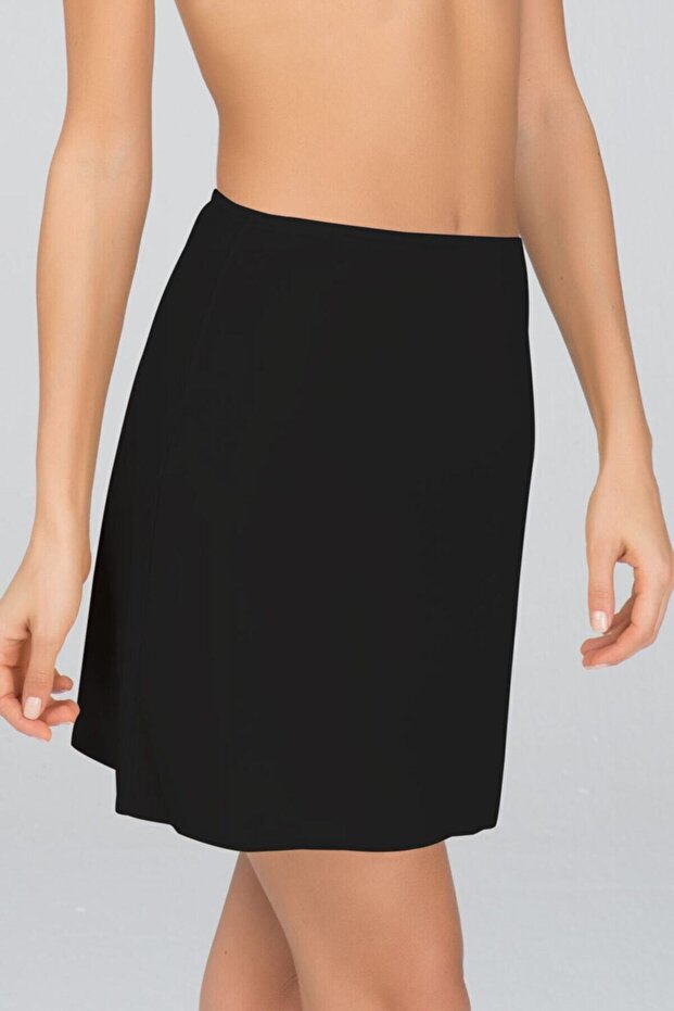 Women's Black Basic Mini Underskirt - 2