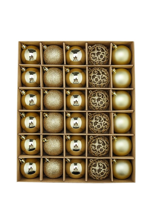 Shine 30 Parça Yılbaşı Ağaç Süsü Seti Gold - 5