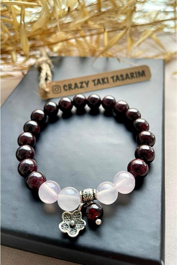 Pink Quartz & garnet (garnet) Natural Stone Bracelet
