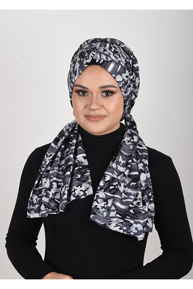 التمويه منقوشة ساندي النسيج ليكرا الجاهزة شال وشاح بونيه