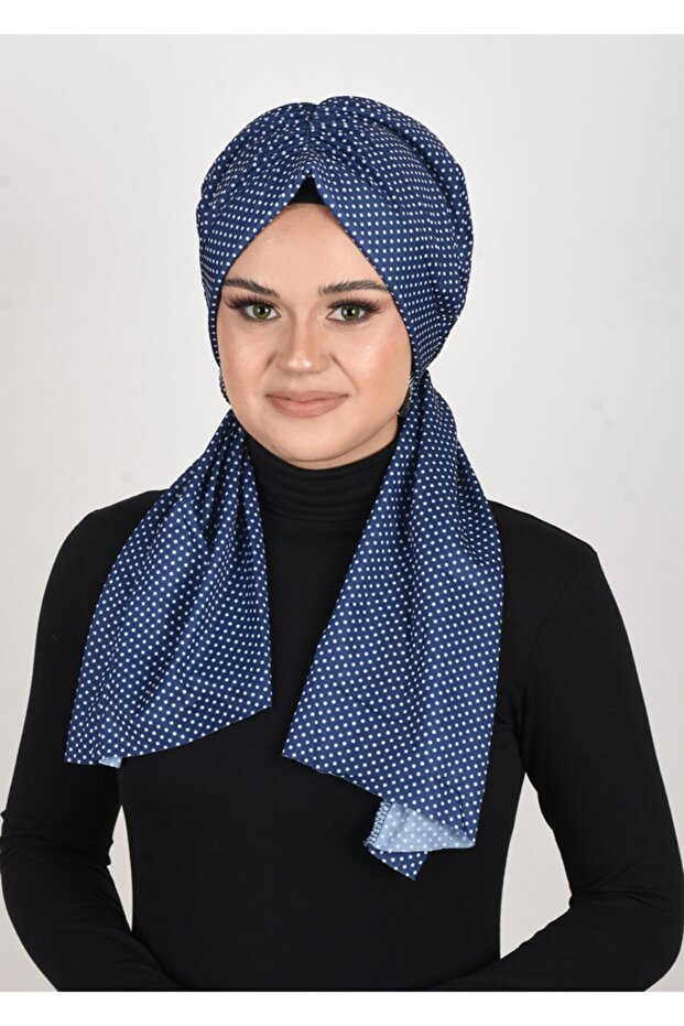 قماش ساندي منقوش بنقاط البولكا من الليكرا - شال - وشاح - قلنسوة