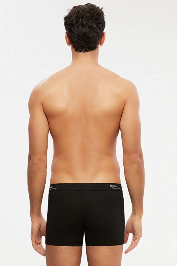 Erkek Siyah Tight Likralı Modal Pamuklu Boxer Şort 2'li - 3