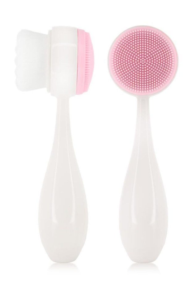 White Handle Curved Skin Cleansing Brush