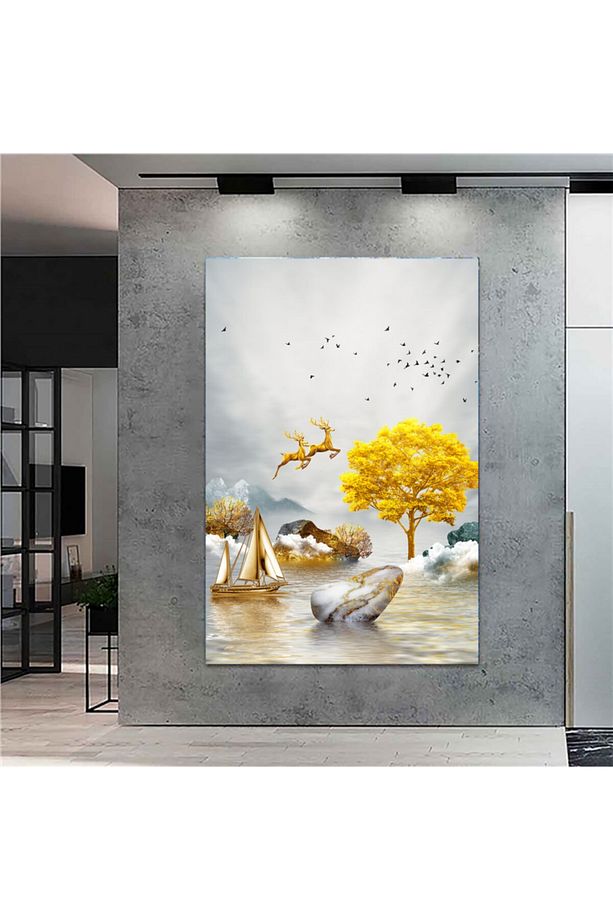Extra Dev Boyut Uçan Geyikler Tablo (100cm X 150cm) - 1