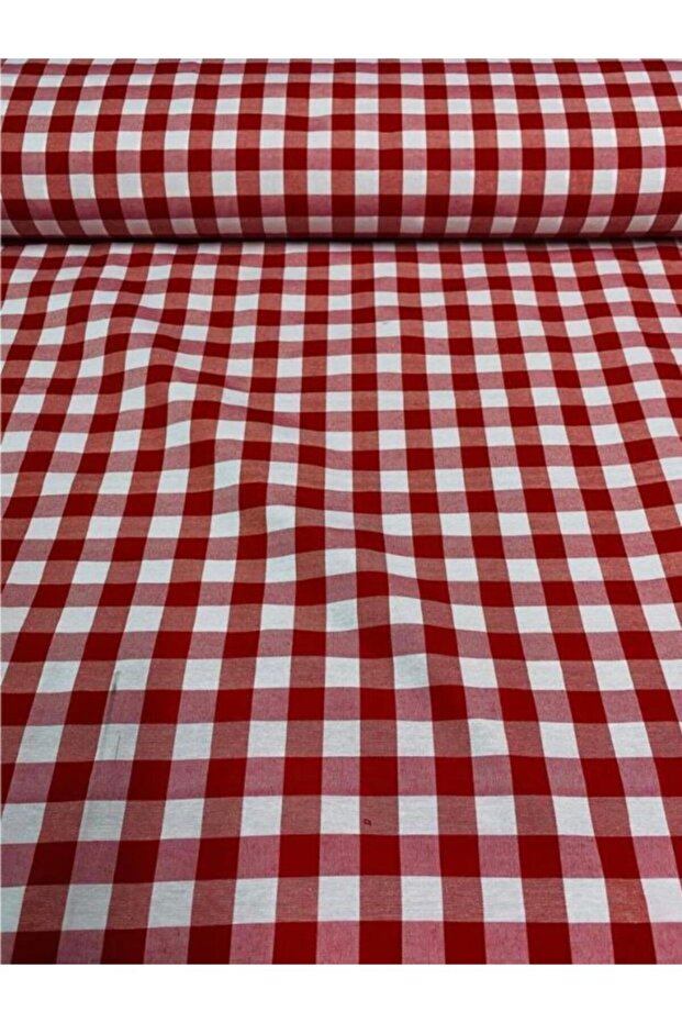 Zefir Fabric Red Large Checked Pattern - 1