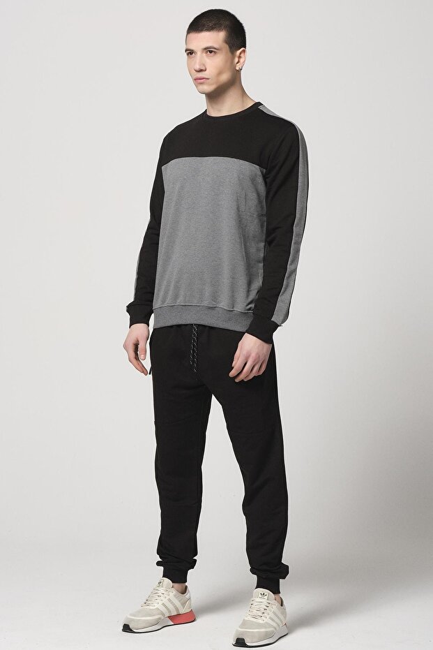 Erkek Detaylı Basic Eşofman Takımı Siyah - 4