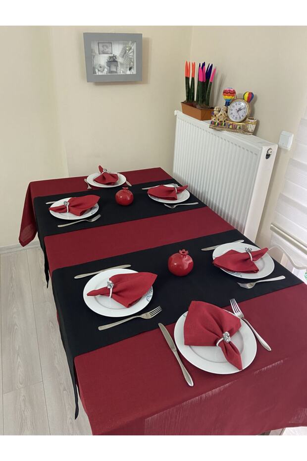 Solid Red Glitter Tablecloth - 4