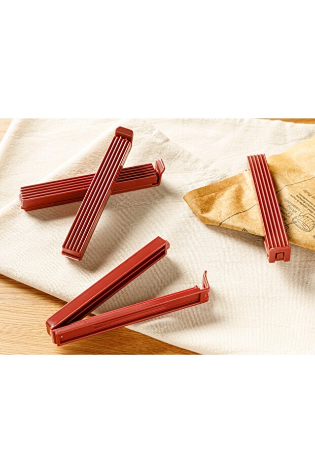 Trendy Plastik 4 Parça Poşet Klipsi Bordo - 1