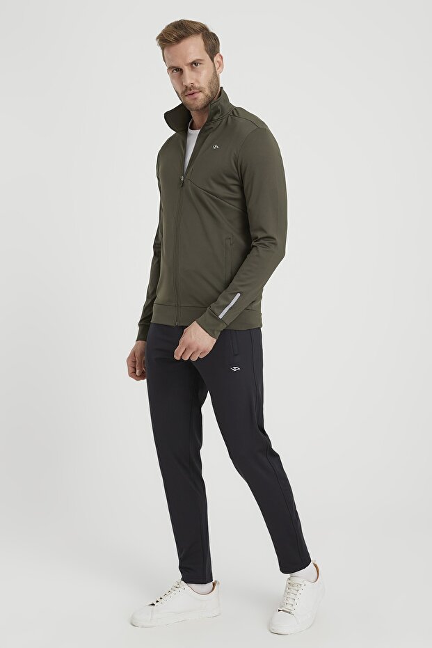 Men's Khaki Large Size Diving Fabric Tracksuit Set