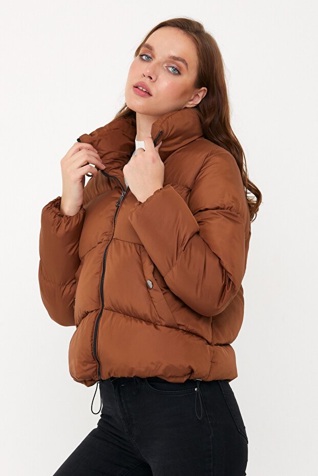 Kadın Taba Oversize Şişme Mont - 11