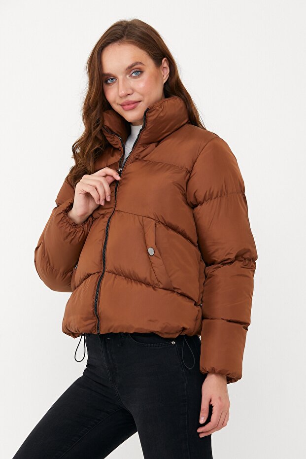 Kadın Taba Oversize Şişme Mont - 12