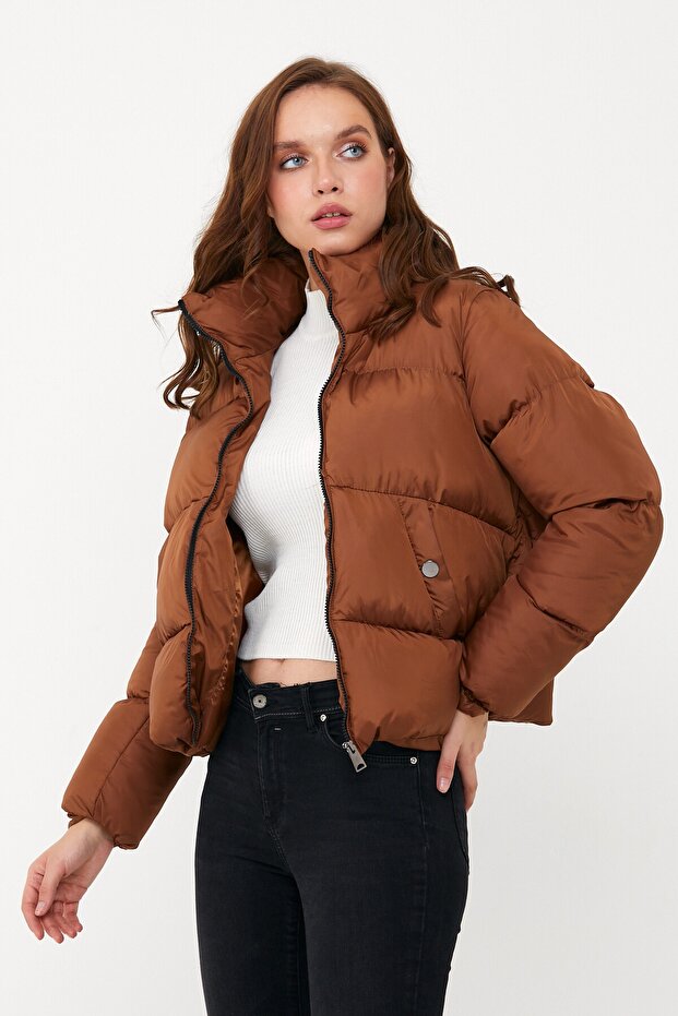 Kadın Taba Oversize Şişme Mont - 1