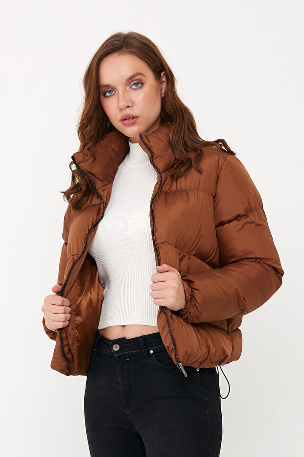 Kadın Taba Oversize Şişme Mont - 8