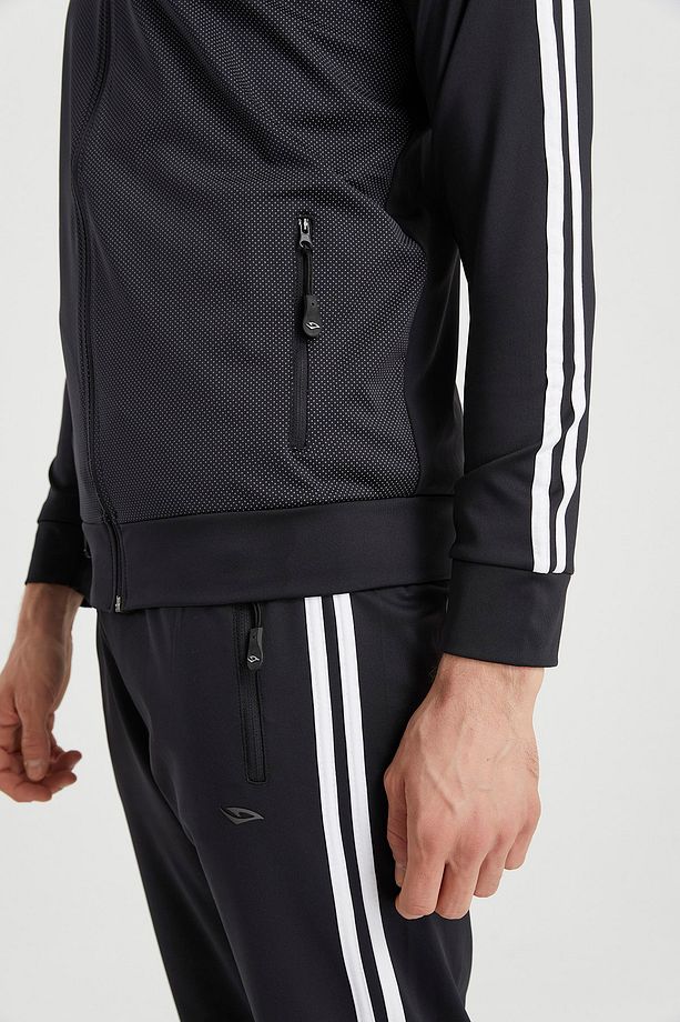 Erkek Siyah Eşofman Takımı Dalgıç Kumaş Yanları Şeritli Klr Gym As-300 Siyah - 9