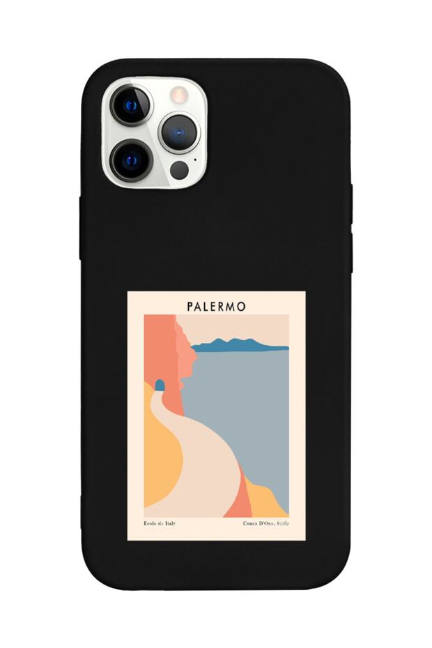 حافظة هاتف إطلاق سوداء متوافقة مع هاتف Iphone 13 Pro Max بتصميم Palermo