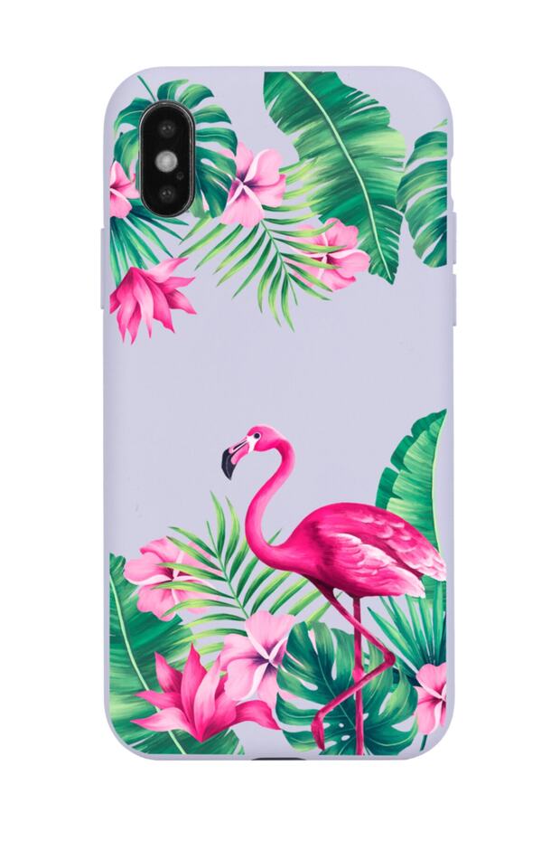 Lilac Launch Phone Case with Tropical Flamingo Design Compatible with iPhone X - XS