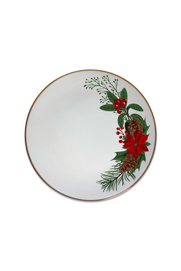 Yılbaşı Kış Çiçekleri Winter Flowers Tabak 23 Cm - 1