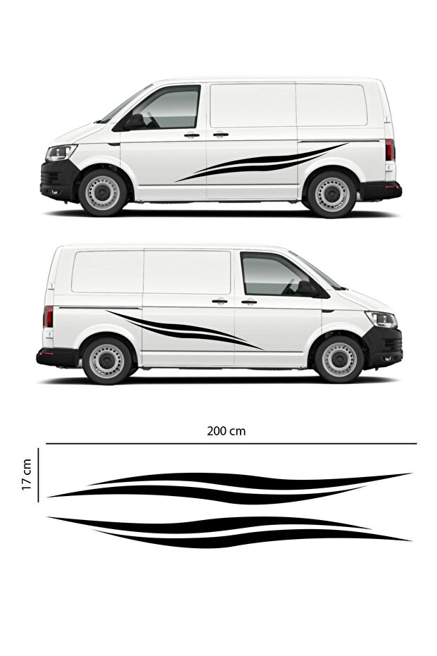 2 Pieces - Minibus - Commercial Vehicle Sticker - Side Strip Sticker - 200cm X 17 Cm