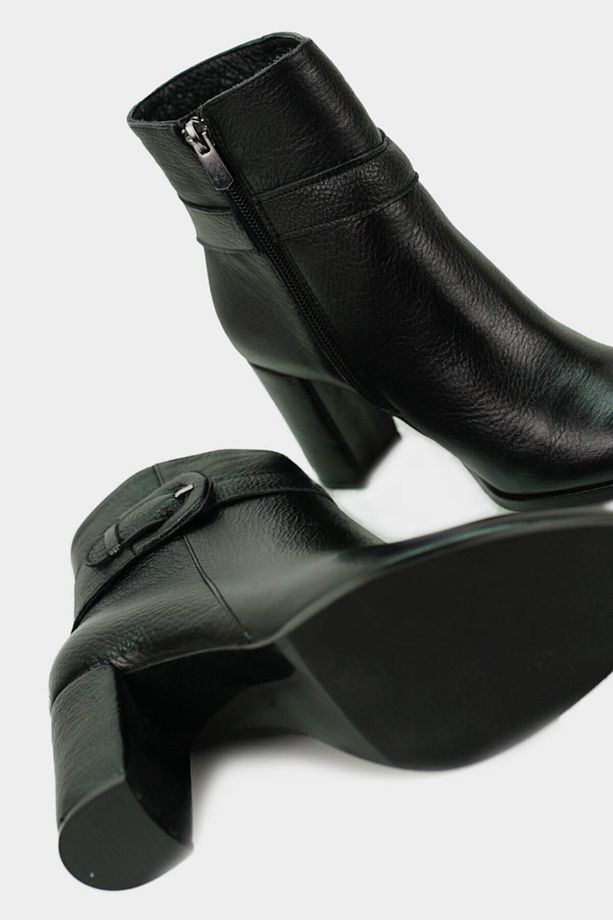 Kadın Siyah Hakiki Deri 35-41 Numara Bot & Bootie - 5