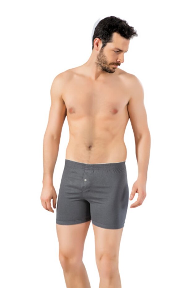 Men's Gray Combed Cotton Towel Waist Boxer Briefs