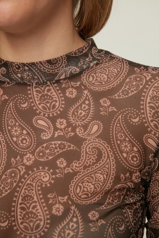 Wielobarwna, dopasowana, tiulowa bluzka z dzianiny we wzór paisley TWOAW20BZ1008 - 4